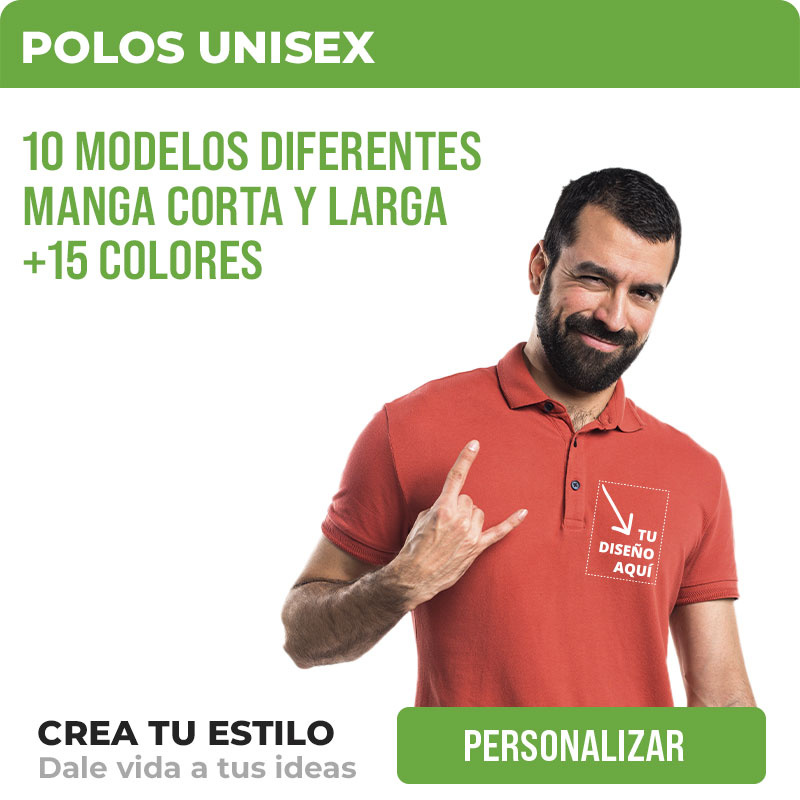 Polos unisex personalizados online para trabajo, pe&ntilde;as y eventos