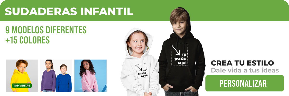 Sudaderas infantiles personalizadas para colegios, campamentos y grupos