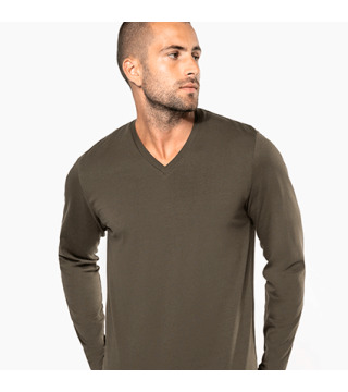 CAMISETA MANGA LARGA CUELLO PICO K358