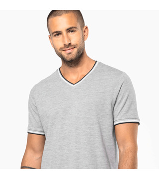 CAMISETA PUNTO PIQUE CUELLO PICO CONTRASTE K374
